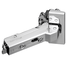 Tiomos +45° Angled Corner 110° Opening Hinge, 42/45mm Boring Pattern, Soft-Closing, Overlay, Nickel-Plated, Impresso
