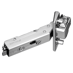 Tiomos -45° Angled Corner 120° Opening Hinge, 42/45mm Boring Pattern, Soft-Closing, Overlay, Nickel-Plated, Impresso