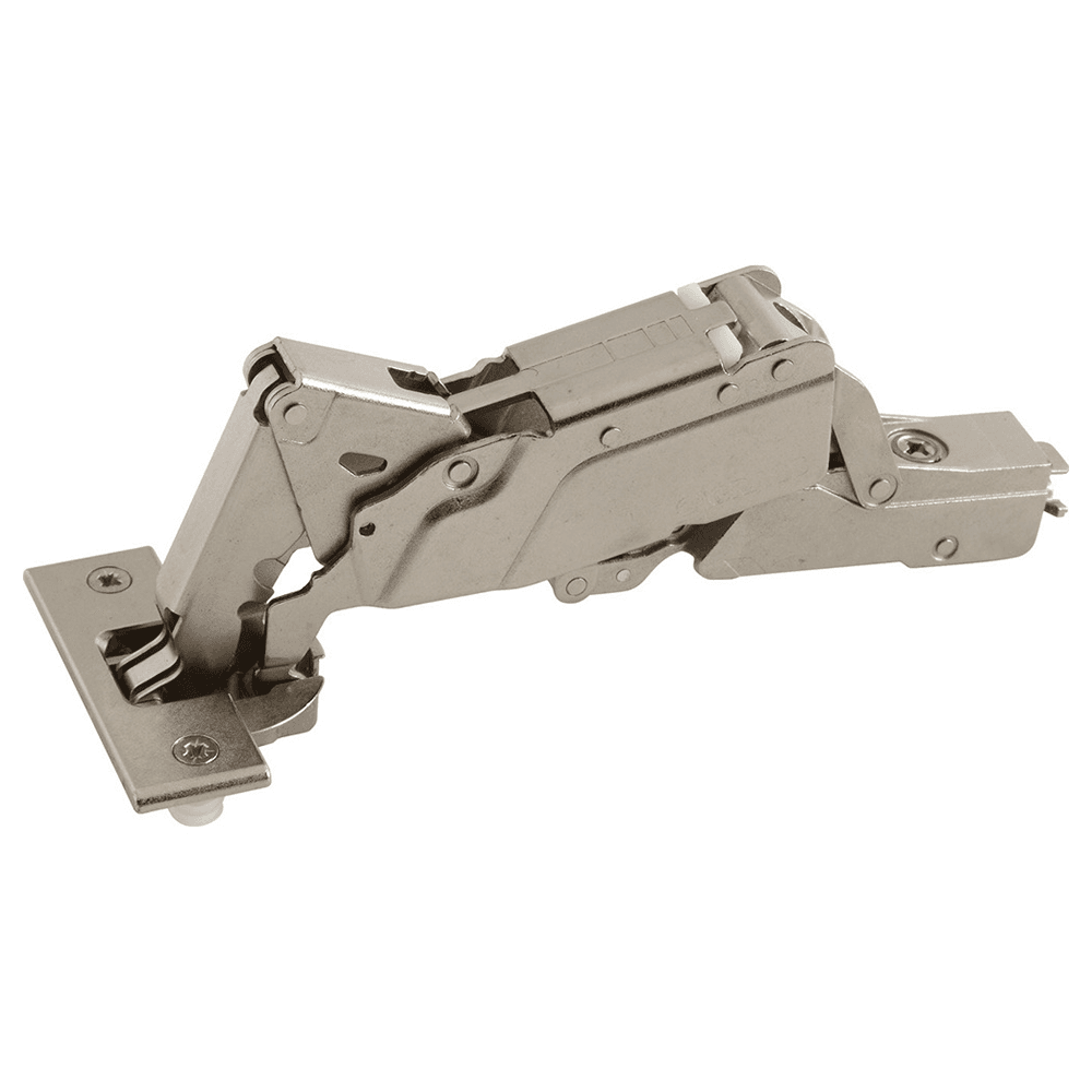 Tiomos 160° Opening Hinge, 42mm/45mm Bore Pattern, Self-Closing, Overlay, Nickel-Plated, Impresso