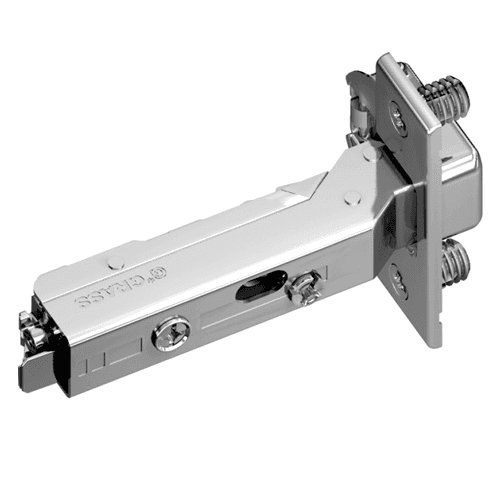 Tiomos 110° Opening Hinge, 45mm Bore Pattern, Soft-Closing, Full Overlay, Nickel-Plated, Dowelled