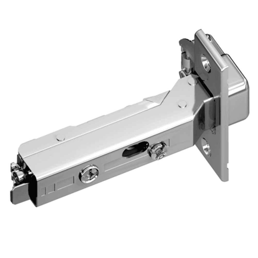 Tiomos 120° Opening Hinge, 45mm Bore Pattern, Self-Closing, Full Overlay, Nickel-Plated, Screw-On