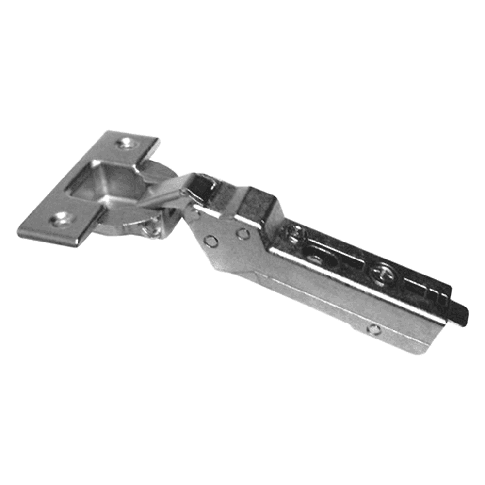 Tiomos 120° Opening Hinge, 45mm Bore Pattern, Soft-Closing, Half Overlay, Nickel-Plated, Screw-On