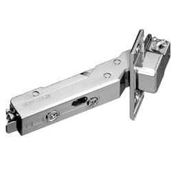 Tiomos -45° Angled Corner 120° Opening Hinge, 45mm Boring Pattern, Soft-Closing, Overlay, Nickel-Plated, Screw-On