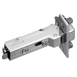 Tiomos 95° Opening Thick Door Hinge, 45mm Bore Pattern, Self-Closing, Half Overlay, Nickel-Plated, Dowelled
