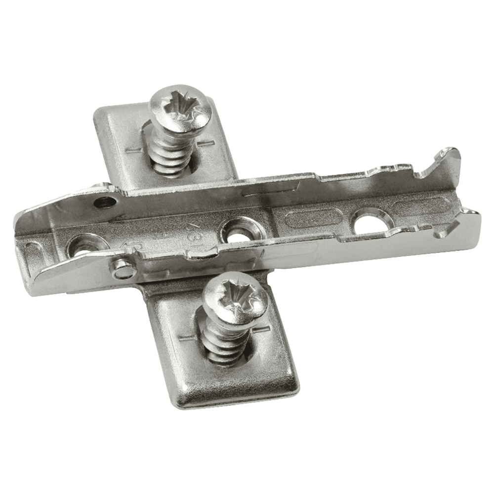 Tiomos Adjustment Wing Mounting Plate with Pre-Mounted Euro Screws, 3-Point Fixing, Nickel-Plated, Screw-On, 0mm