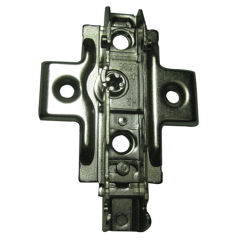 Tiomos Adjustment Wing Mounting Plate with Pre-Mounted Euro Screws, 4-Point Fixing, Nickel-Plated, Screw-On, 0mm