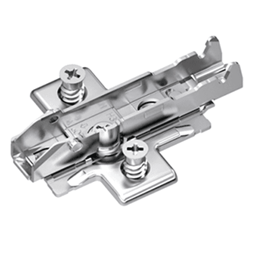 Tiomos Cam Adjustable Frameless Wing Base Plate with Pre-Mounted Euro Screws, Nickel-Plated, 2mm