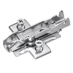 Tiomos Cam Adjustable Frameless Wing Base Plate with Pre-Mounted Euro Screws, Nickel-Plated, 3mm