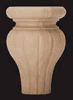 3-1/4" Wide x 4-3/4" High Reeded Tulip Bun Foot, Hardwood