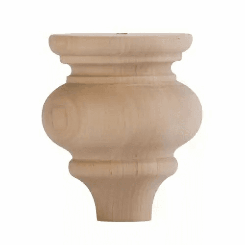 3-5/8" Wide x 4" High Marseille Bun Foot, Alder