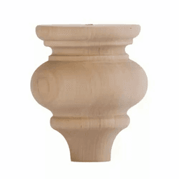 3-5/8" Wide x 4" High Marseille Bun Foot, Alder