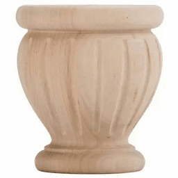 4" Wide x 4-1/2" High Poppy Fluted Bun Foot, Cherry