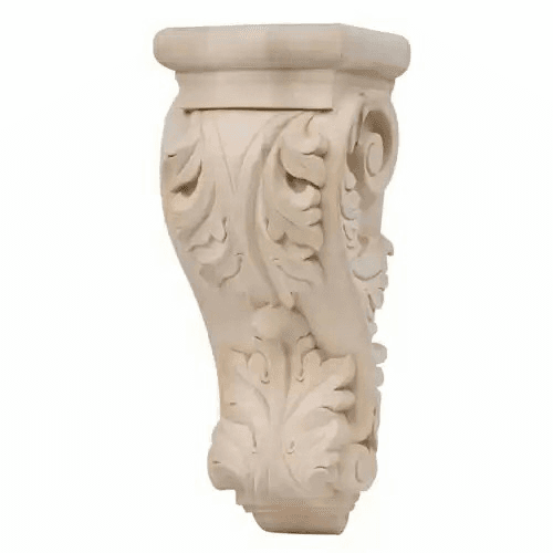 4-3/4" Acanthus Hand Carved Corbel, Red Oak