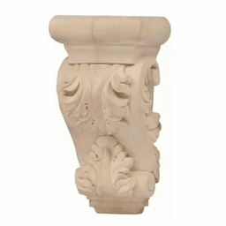 3-1/2" Acanthus Hand Carved Corbel, Red Oak