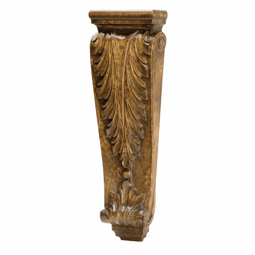 6-3/4" Acanthus Hand Carved Corbel, Oak
