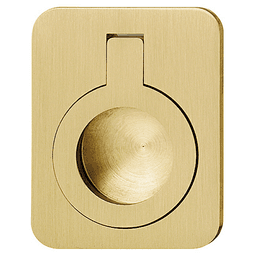 47mm x 60mm Inset Ring Handle Pull, Brushed Brass