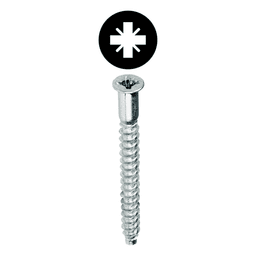 #5 x 38mm Countersunk Head Confirmat Screw, Pozi Drive Coarse Thread and Blunt Point, Zinc, by Hafele