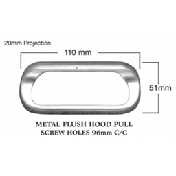 3-3/4" Flush Hood Pull, Matte Chrome