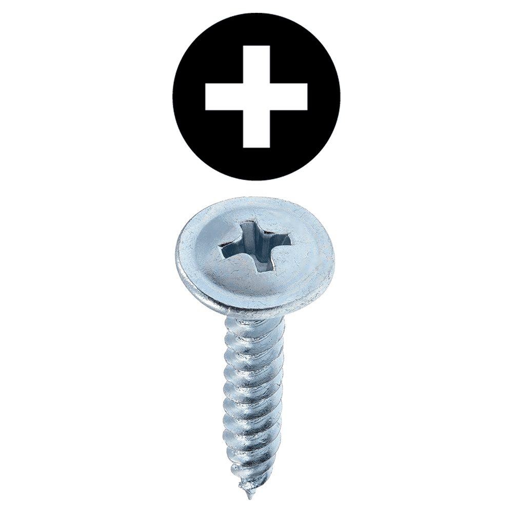 #8 x 1-3/4" Truss Head Machine Screw, Phillips Drive Coarse Thread and Sharp Point, Zinc, Box of Hundred by Hardware Concepts Inc.