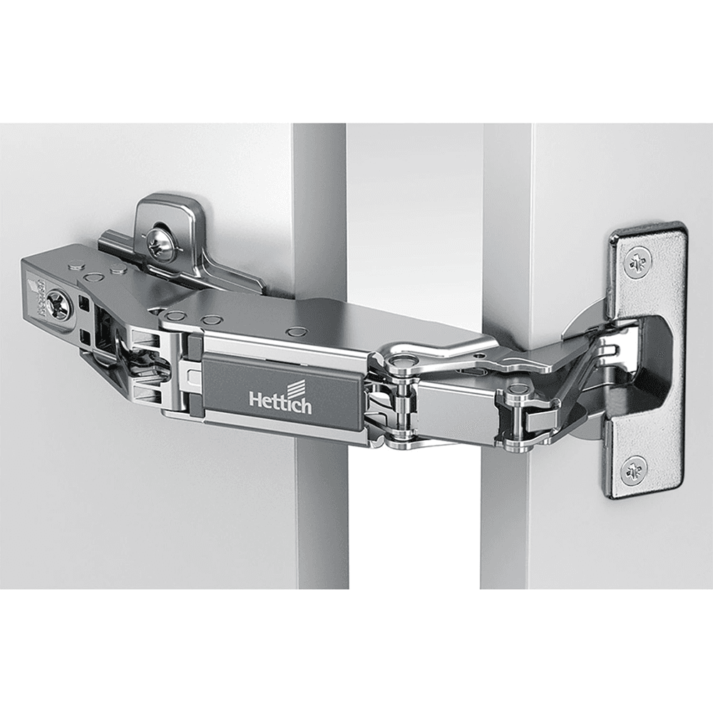 Sensys 8657 165° Opening Zero Protrusion Hinge, 45mm Boring Pattern, Self-Closing, Overlay, Nickel-Plated, Screw-On