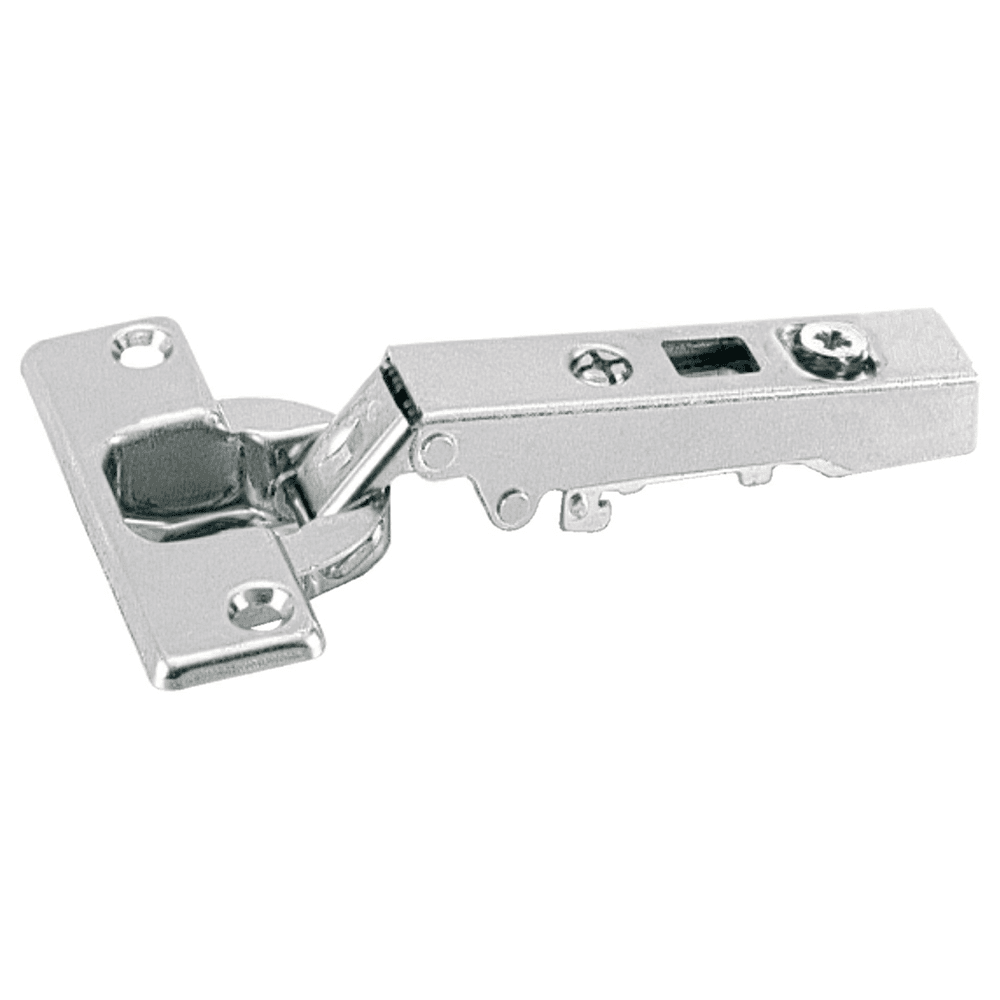 Intermat 9936 95° Opening Thick Door Hinge, 45mm Bore Pattern, Self-Closing, Overlay, Nickel-Plated, Expando
