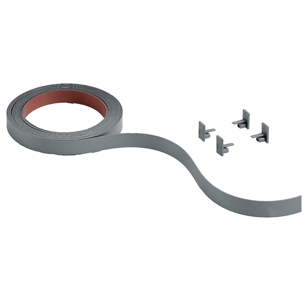 Coloured Cover Set for Concealing Runner Profile, 18mm High, 2500mm, Silver