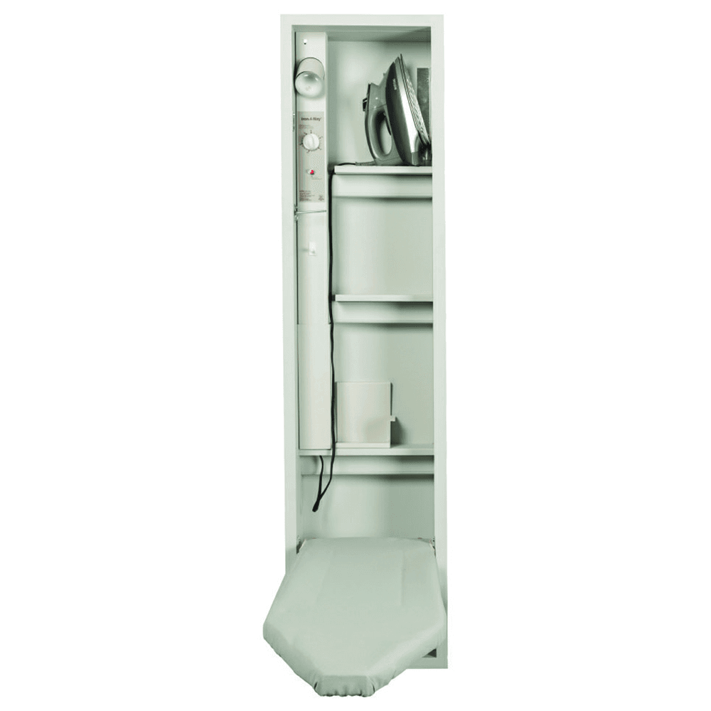7-3/4" No-Door Electric Ironing Center with 46" Non-Swiveling Board, Unfinished Finish
