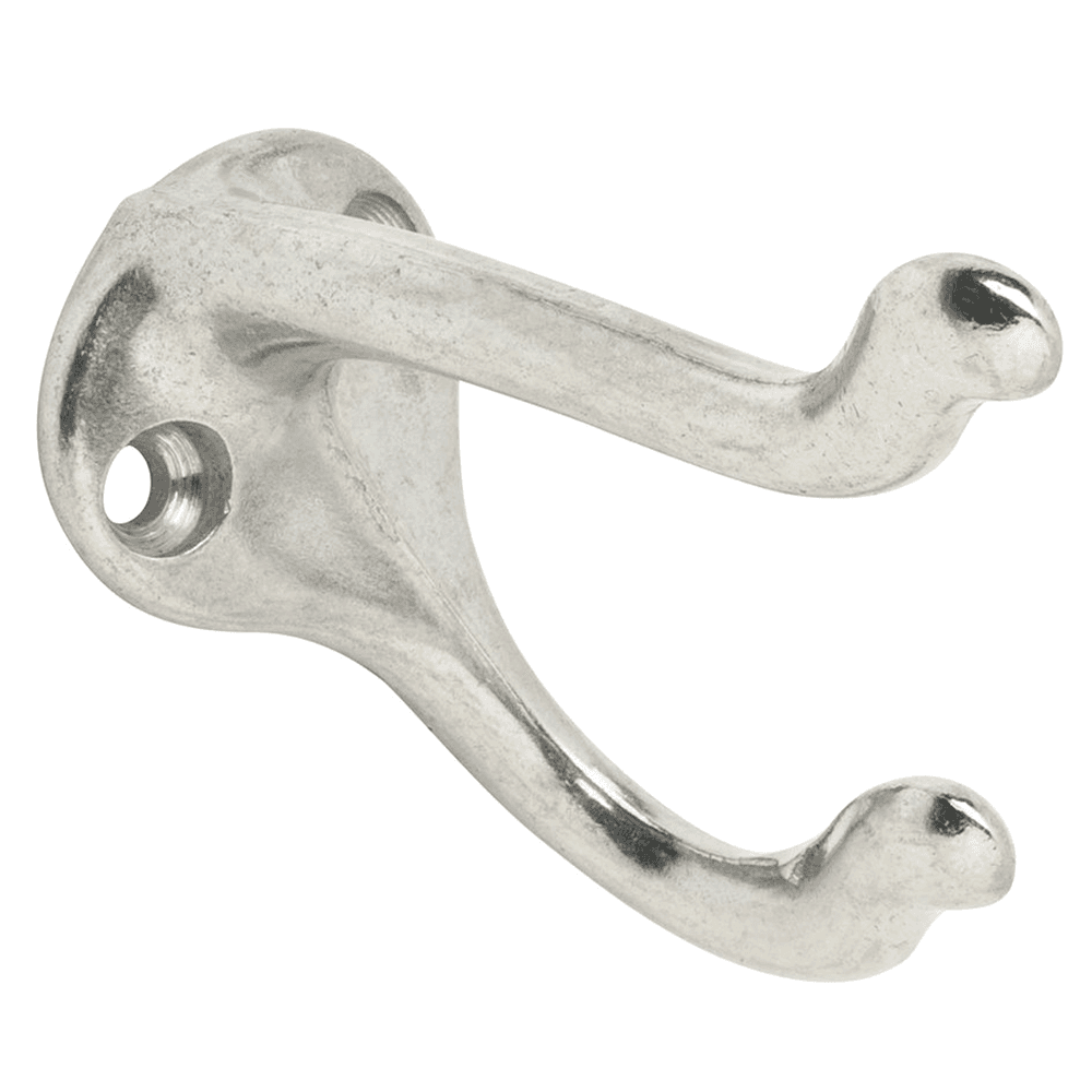 1-3/4" Brass Coat/Hat Hook, Satin Chrome Finish