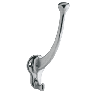 1-3/8" 2-Prong Coat/Hat Hook, Aluminum Finish