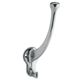 1-3/8" 2-Prong Coat/Hat Hook, Aluminum Finish
