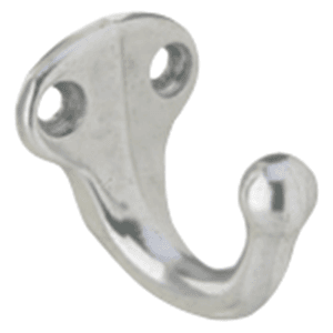 1-11/16" x 1-1/4" Single Wardrobe Hook, Bright Brass Finish