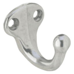 1-11/16" x 1-1/4" Single Wardrobe Hook, Bright Brass Finish