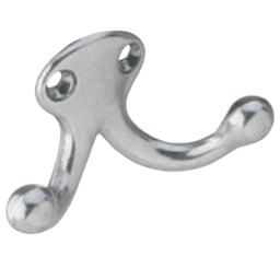 1-1/4" Double Wardrobe Hook, Satin Nickel/Clear Coated