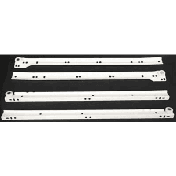 4000 Euro Drawer Slide with 75lb Capacity, 3/4 Extension, Bottom-Mount, Self-Closing, White, 24", Polybag