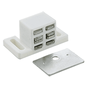 Heavy-Duty Magnetic Catch with Strike Plate/Screw, White/Zinc Plate