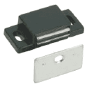 Single Magnetic Catch with Strike Plate/Screw, Black/Zinc Plated