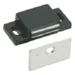 Single Magnetic Catch with Strike Plate/Screw, Black/Zinc Plated