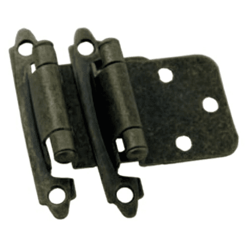 Flush Hinge with Screw/Pad, Self-Closing, Antique Brass, Reatil Pack