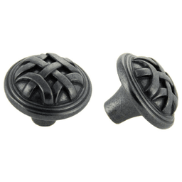 32mm Traditional Braided Round Knob, Weathered Black