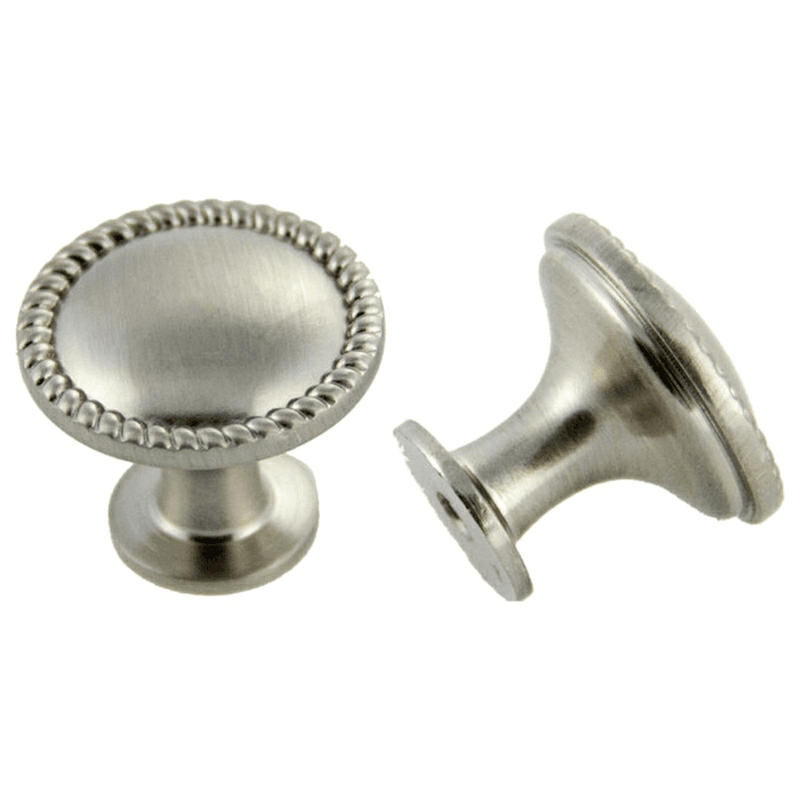 30mm Traditional Rope Round Knob, Satin Nickel, 22mm Projection