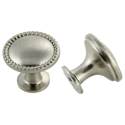 30mm Traditional Rope Round Knob, Satin Nickel, 22mm Projection