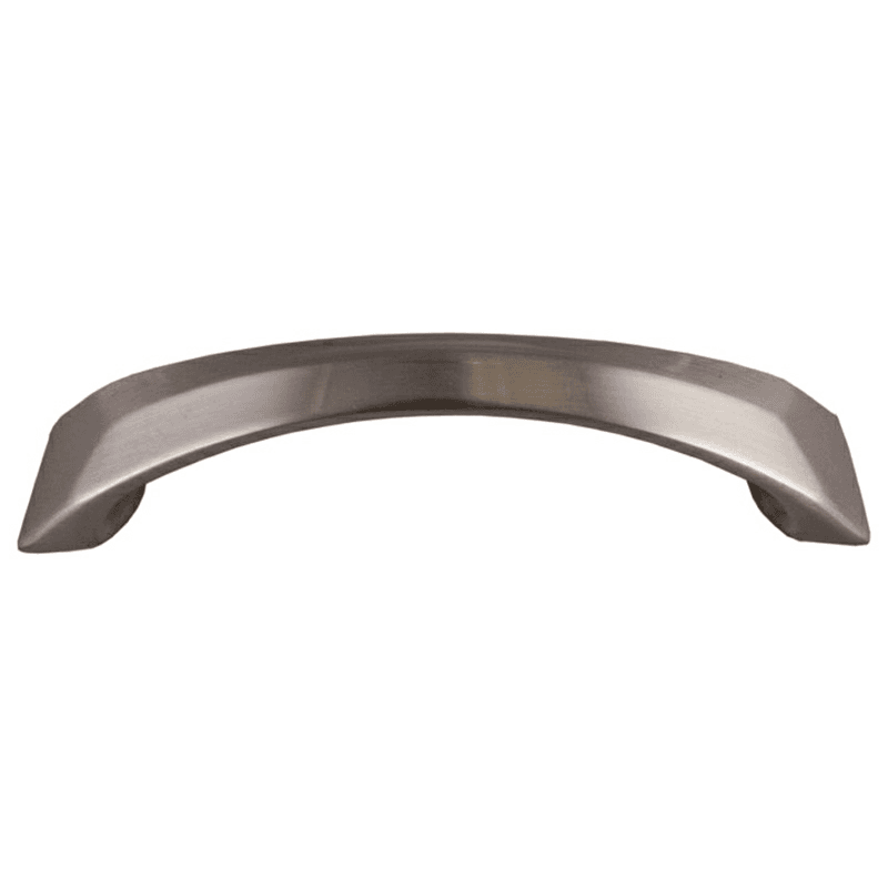 96mm Modern Deco Bow Arch Pull, Satin Nickel