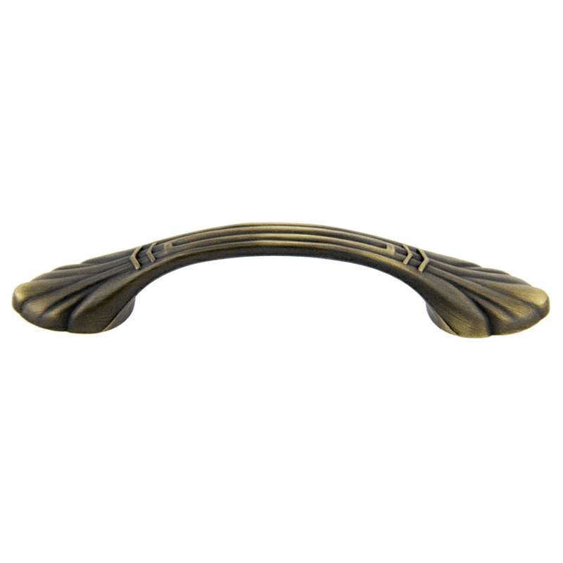 3" Traditional Deco Arch Pull, Antique Satin Brass, 120mm Length