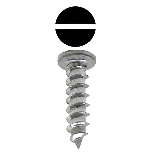 #10 x 5/8" Round Head One-Way Sheet Metal Screw, Slot Drive #10-24 Thread, Polished Chrome, Box of Hundred by Jacknob