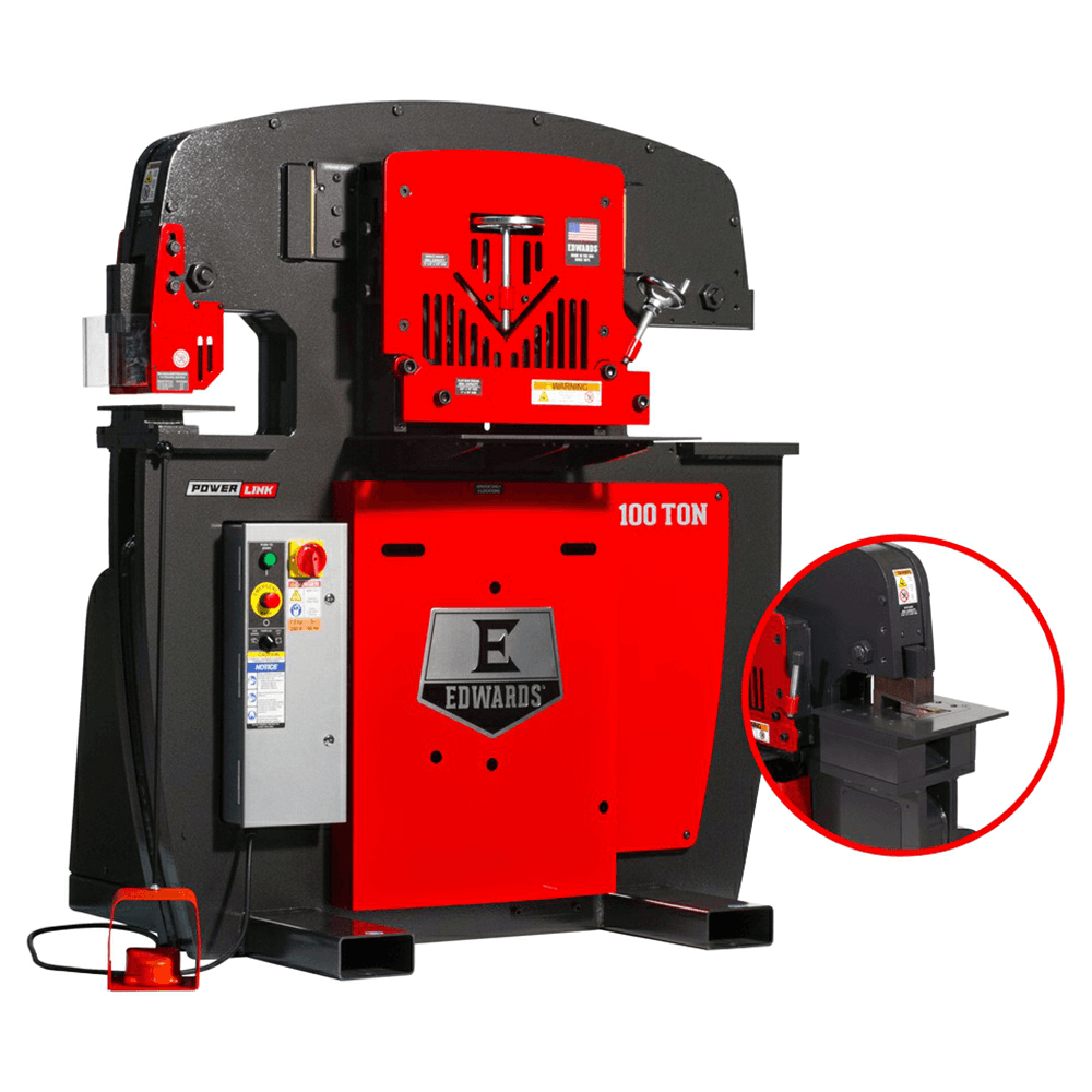 Edwards 10233512 7.5 HP 100 Ton Ironworker with Powerlink/Coper Notcher/2 LED Lights, 3 Phase/230V