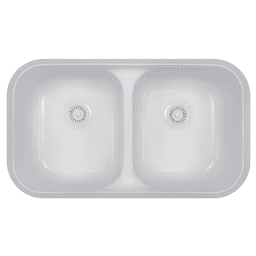 A-350 Acrylic Undermount Double Bowl Kitchen Sink, 32-7/8" x 19-1/8" x 9", Bisque