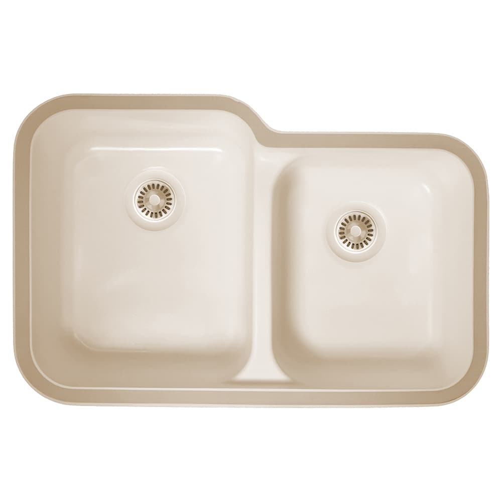 A-350 Acrylic Undermount Double Bowl Kitchen Sink, 32-1/4" x 21" x 8-1/2", Bisque