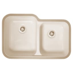 A-350 Acrylic Undermount Double Bowl Kitchen Sink, 32-1/4" x 21" x 8-1/2", Bisque