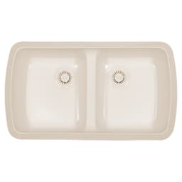 A-370 Acrylic Undermount Double Bowl Kitchen Sink, 33-3/4" x 19" x 8-3/4", Bisque