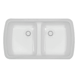 A-370 Acrylic Undermount Double Bowl Kitchen Sink, 33-3/4" x 19" x 8-3/4", White